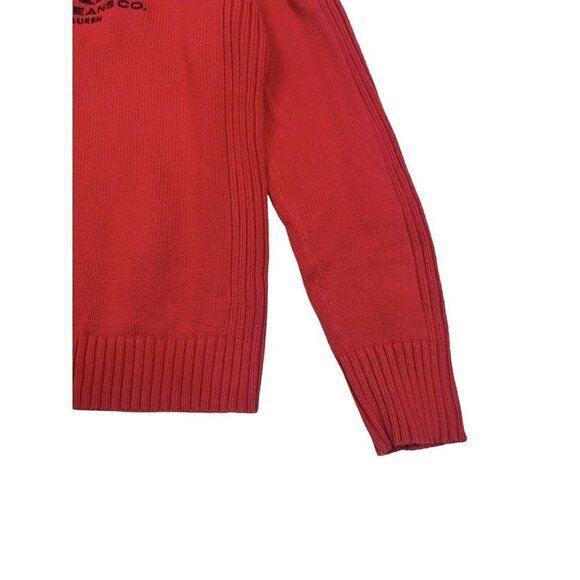 Vtg Lauren Ralph Lauren Sweater Women Medium Red Ribbed Knit Logo Y2K 90s Preppy - Picture 3 of 8